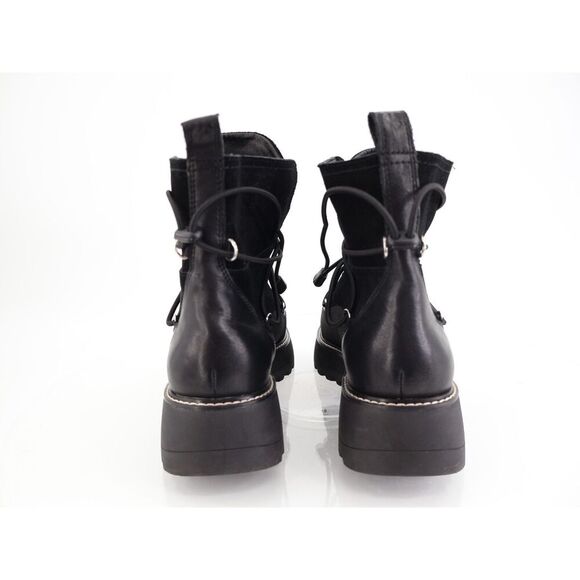 Lucky Brand Caelia Casual Bootie Womens 9.5 Black Leather Platform Wedge Lace Up - Picture 4 of 11